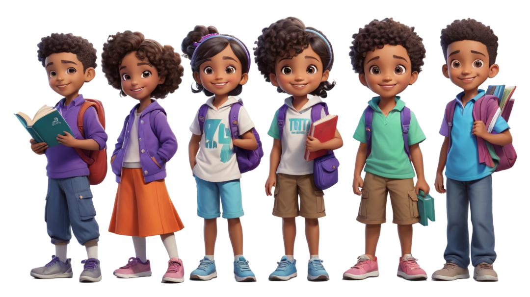 Happy children learning